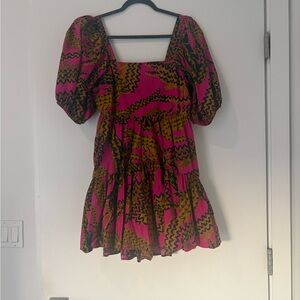 FARM Rio Alligator print puff sleeve dress